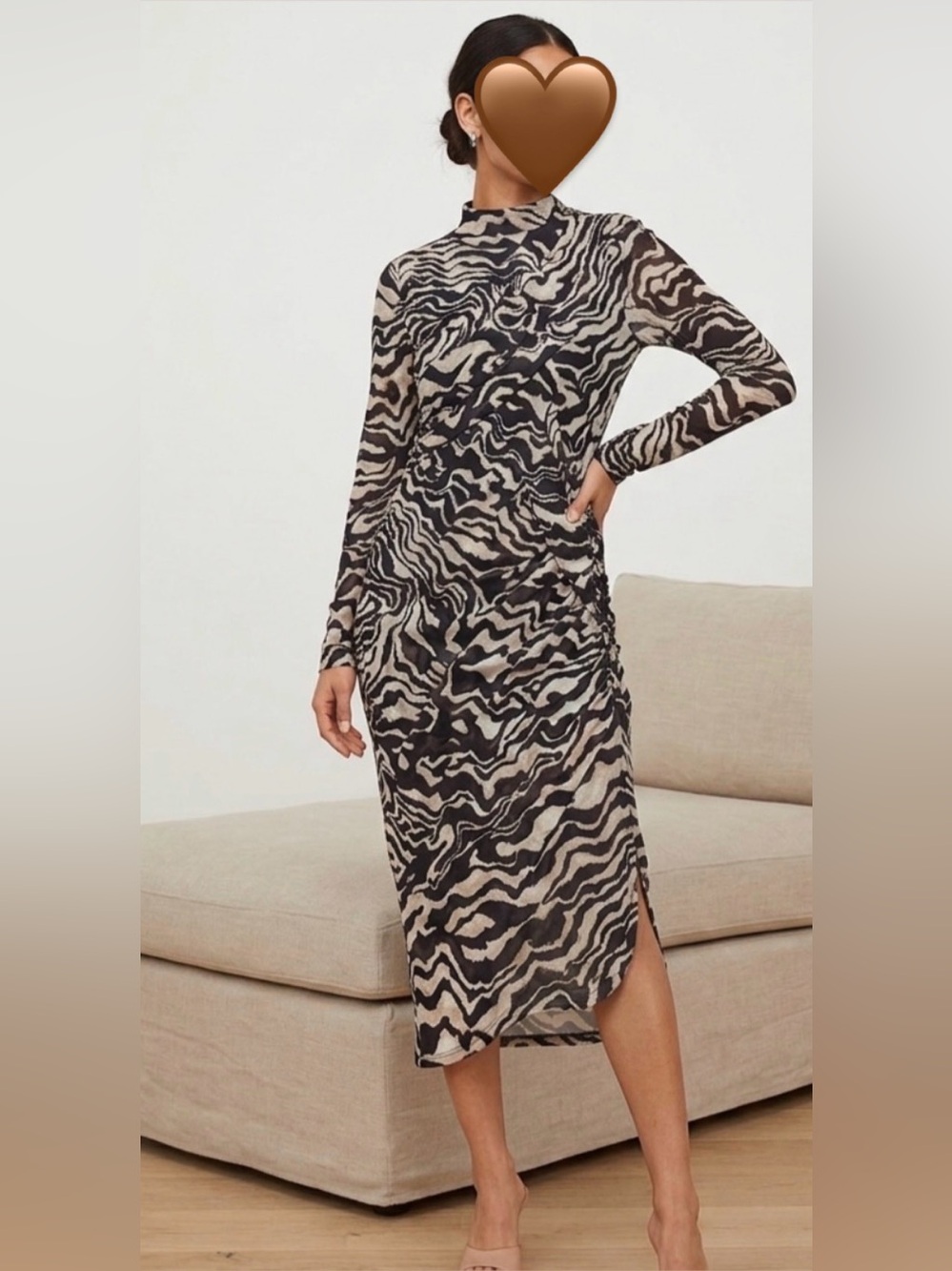 Chic Zebra Print Ruched Bodycon Dress [Size: Xs].Perfect for Any Occasion!